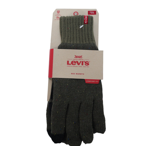 Levi's Mens Easy Texting Knit Gloves - Mens Large - Olive Green - NWT - Picture 3 of 3